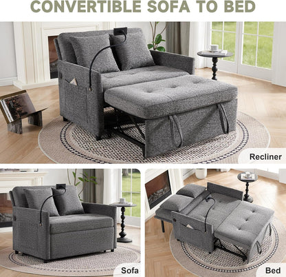Loveseat Sleeper Sofa Convertible Sofa Bed, Pull Out Couch, Dark Grey3