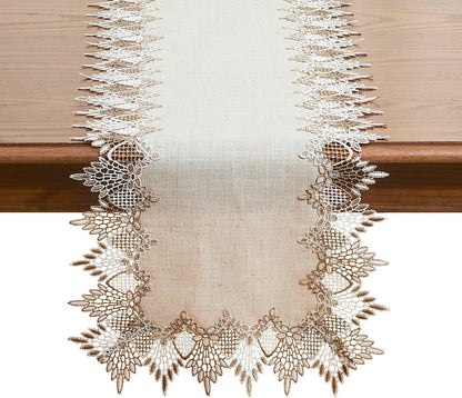 Natural Linen Table Runner 72 Inches Beige Lace Coffee Table Runners1