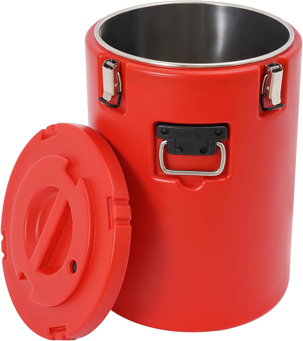 Commercial Soup Container, 40L/10.57Gal Insulated Food Carrier Insulated Bucket, Stainless Steel Food Warmer Soup Storage Container Commercial Insulated Drum for Restaurant Kitchen (Red)1