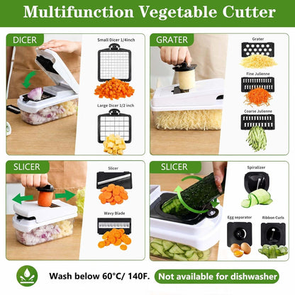 18-In-1 Vegetable Chopper Mandoline Slicer for Kitchen, Food Chopper with Container, Veggie Cutter, Onion Mincer Tomato Dicer, Fruit Slicer Spiralizer, Cheese Grater, Kitchen Gadgets House Essentials4