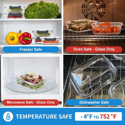 24-Piece Small Glass Food Storage Containers with Lids Airtight, 1.5 Cup Meal Prep Containers Set, Microwave&Dishwasher Safe, Leak-Proof, Bpa-Free, Grey5
