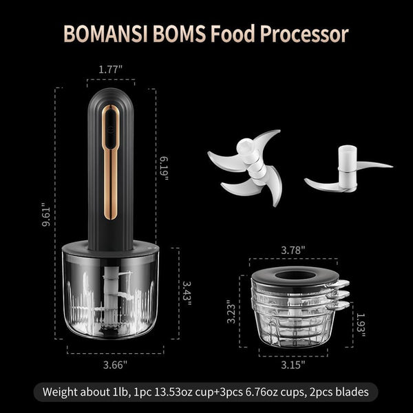 Electric Mini Food Processor, 4-Cup Portable USB Small Food Processor, Garlic Mincer, for Dicing, Mincing, and Puree, Black3