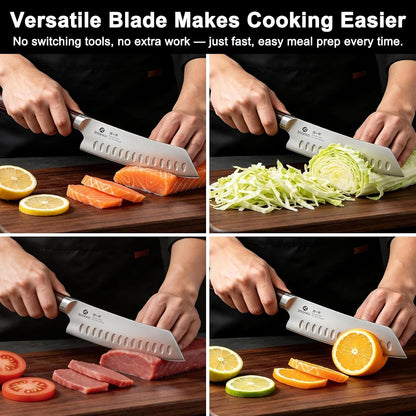 Japanese Santoku Knife 7 Inch, 10Cr15Comov 3-Layer Stainless Steel6