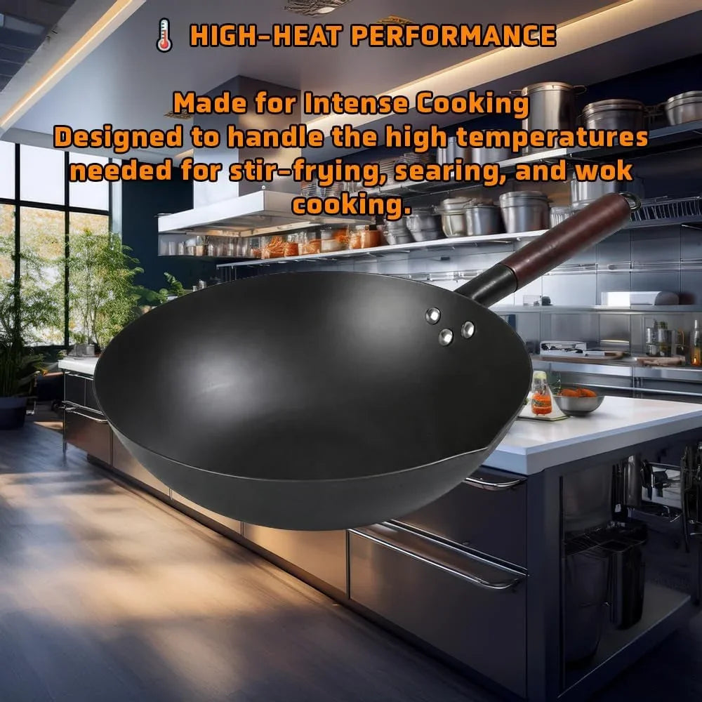 13-5-inch-carbon-steel-wok-pre-seasoned-flat-bottom-stir-fry-pan-with-honeycomb-nonstick-rust-resistant-nitriding-technology