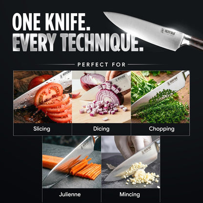 8 Inch Professional Chef Knife - Ultra Sharp German-Inspired Precision Blade High-Carbon Stainless Steel, Ergonomic Pakkawood Handle, Blade Guard and Gift Box for Home Cooks and Restaurants8