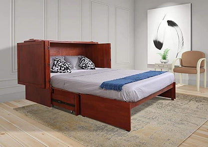 Emurphybed Daily Delight Murphy Cabinet Chest Bed with Charging Station 8 Inch, Queen (Cherry)2