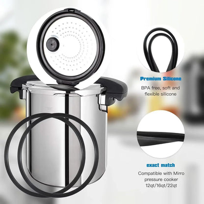 Pressure Canner Gasket for Mirro 12Qt/16Qt/22 Quart Pressure Cooker Models M-0512 M-0522 M-0312 M-0406 M-0416 M-0526 M-0622,For -11-35 M-0512-11, (2Pcs,S-9882, 12.6In)5