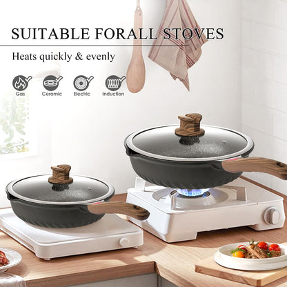 12PCS Nonstick Deep Frying Pan with Lid Cookware Set |  12-Piece Nonstick Cookware Set Utensils & Pot Protectors. Stay-Cool Handles, PFAS & Pfoa-Free.4