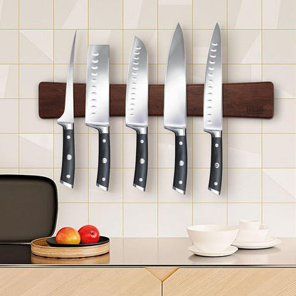 9 Inch Kiritsuke Chef Knife, Japanese Hand Forged 7 Layers VG-10 Steel Kitchen Knife & Magnetic Knife Strips, Magnetic Knife Holder for Wall 16 Inch, Acacia Wood Knife Magnetic Strip Use as K9