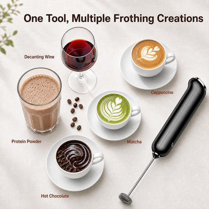 Instawhisk Upgraded Milk Frother with Variable Speed - Rechargeable Handheld Coffee Frother Wand with Detachable Whisks, Electric Drink Mixer for Latte, Cappuccino, Matcha, Almond Milk, Protein, Black7
