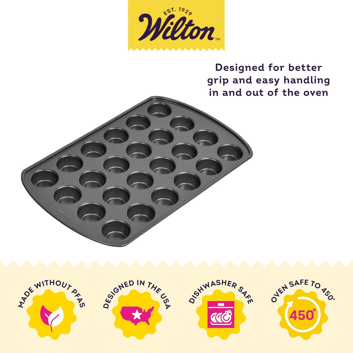 gold-non-stick-muffin-pan-made-without-pfas-24-cup-non-stick-steel-with-scratch-resistant-coating-resists-warping-extended-handles-dishwasher-safe-perfect-for-cupcakes