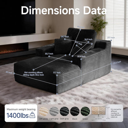 68" Oversized Boneless Chaise Lounge Chair, Cloud Reading Sofa2