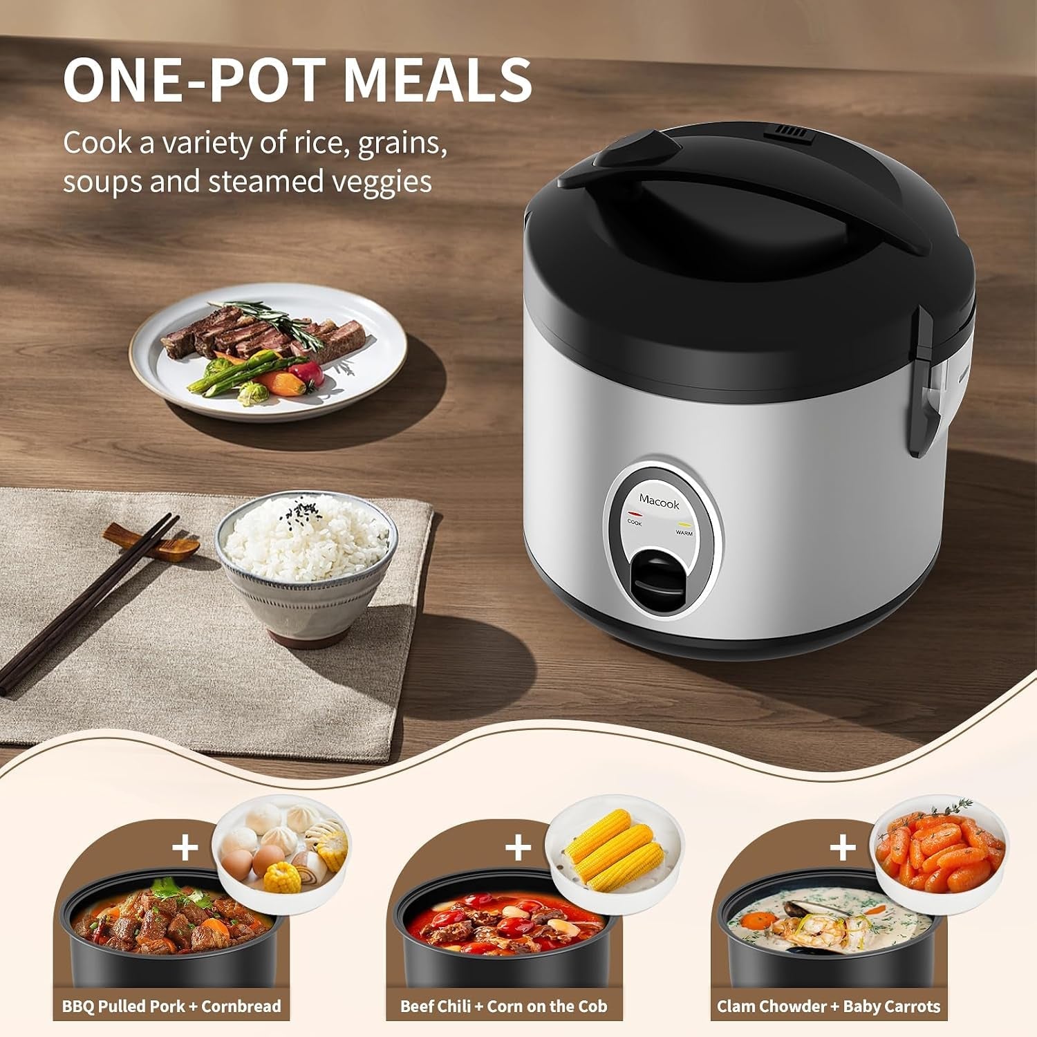 stainless-steel-rice-cooker-with-steamer-4-cup-uncooked-1-0l-8-cup-cooked-electric-grain-vegetable-cooker-auto-keep-warm-for-oatmeal-soups-multicooking