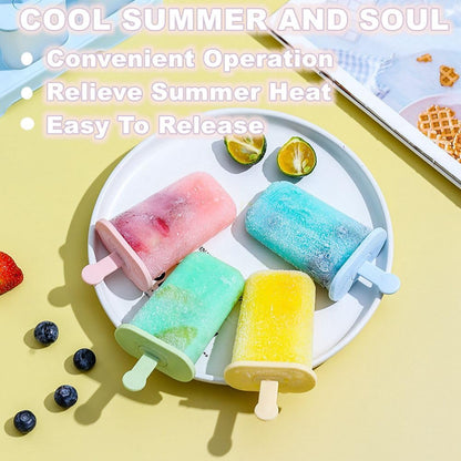 Popsicle Molds Set 6 Pieces Ice Popsicle Maker-Bpa Free,Easy-Release Ice Pop Molds,Homemade Ice Cream Molds (Blue) | with Sticks, BPA Free, Make Healthy Pops,Easy-Release, Homemade(Blue)4