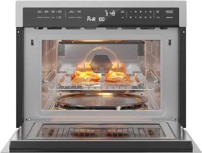 24 Inch Built-In Oven and Microwave Combination with Broil and Convection Heating, Soft Close Door, 1000 Watt Power with NEMA 5-20P Plug, Stainless Steel Finish, Touch Control LCD Display10