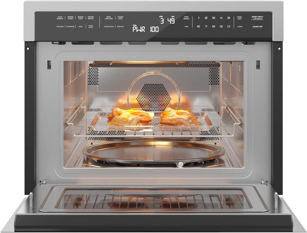 24 Inch Built-In Oven and Microwave Combination with Broil and Convection Heating, Soft Close Door, 1000 Watt Power with NEMA 5-20P Plug, Stainless Steel Finish, Touch Control LCD Display10