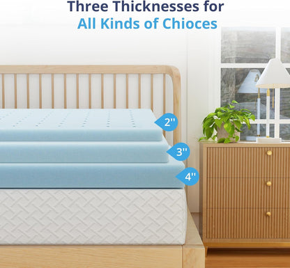 EGOHOME 2 Inch Queen Memory Foam Mattress Topper- Cooling Gel Infused | Pressure Relieving Pad in a Box, Dorm Room Essentials, Certipur Certified, Blue5