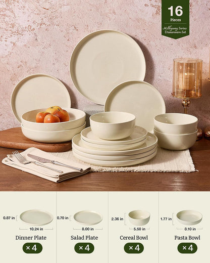 Milkyway 16-Piece Dinnerware Set with Pasta Bowls, Almond Milk2