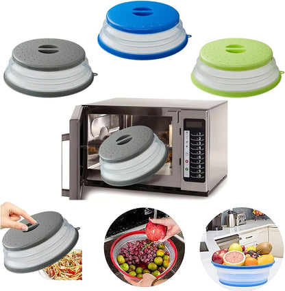 Microwave Splatter Cover Vented for Food, Splatter Guard & Colander Kitchen Gadget for Fruit Vegetables Microwave Plate Cover with Hook Hole,Dishwasher-Safe,Bpa-Free Silicone & Plastic (1 Pack)5