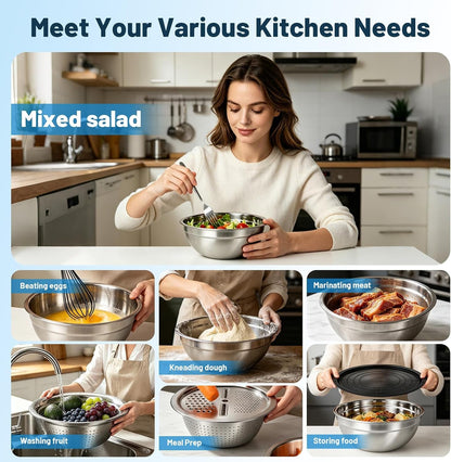 Stainless Steel Mixing Bowls with Lids and Colander Set8