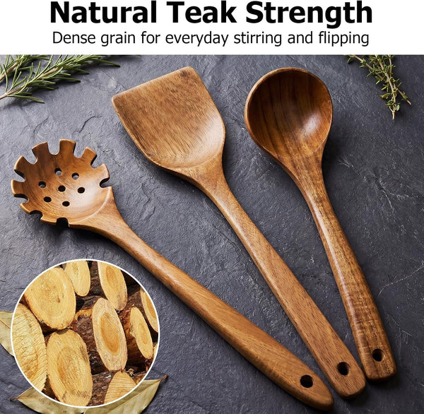 Wooden Spoons for Cooking, 3-Piece Acacia Wood Kitchen Utensil Set, Nonstick Safe Wooden Spoons, Smooth Heat-Friendly Cooking Utensils for Everyday Meals(A03)2