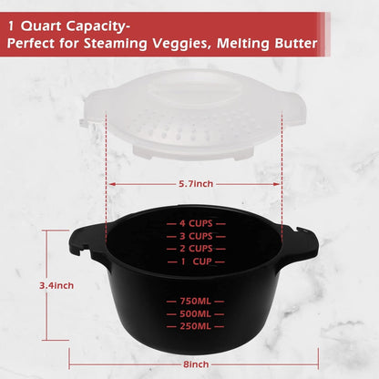 Professional Small Micro Cookware 1 Quart, Microwave Steamer for Vegetables, Microwave Cooker - BPA Free, Dishwasher Safe2