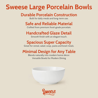 24 Oz Ceramic Cereal Bowl Set of 4, 6" Breakfast Bowl Stackable, round Serving Bowl for Rice, Snack, Fruit and Everyday Meals, White8