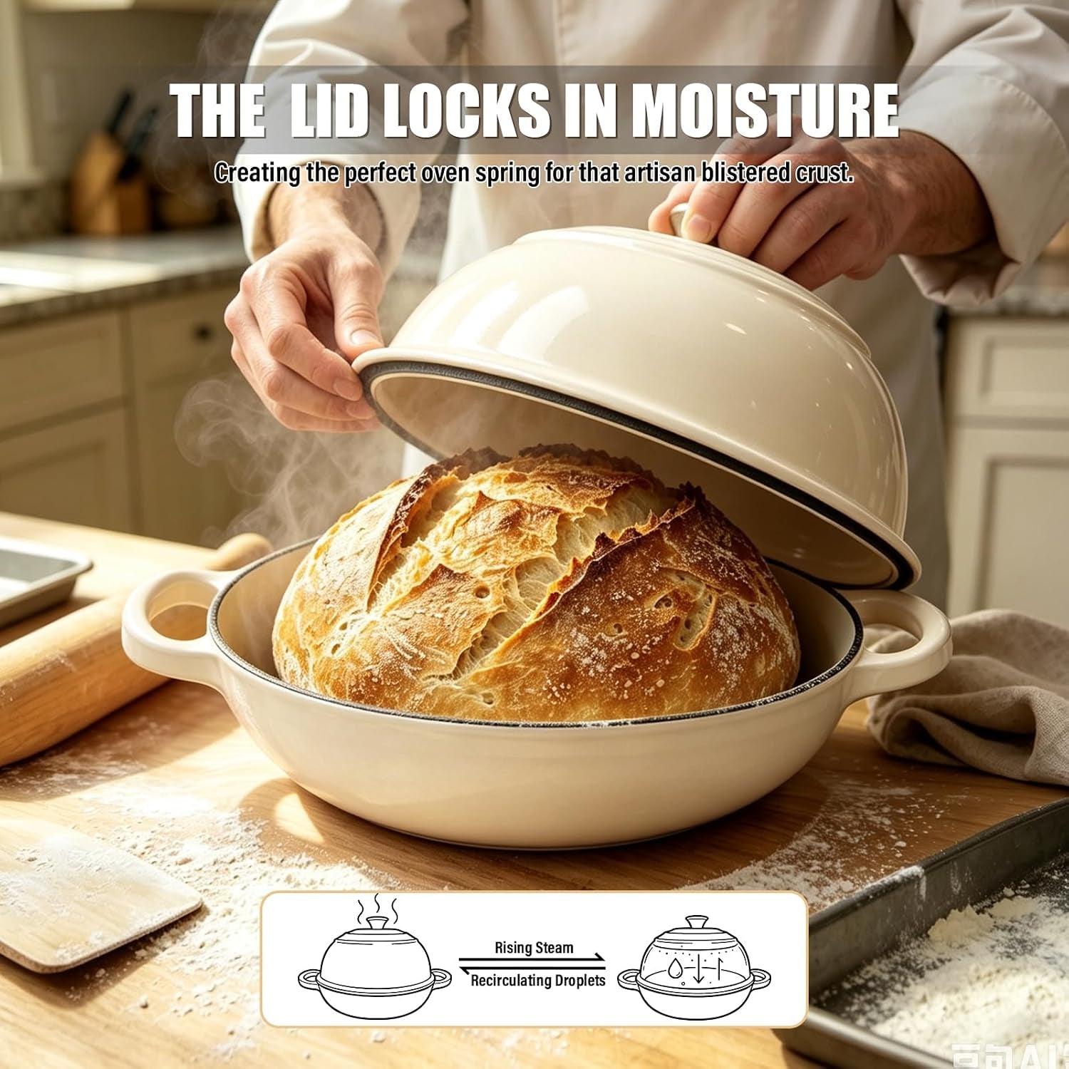 cast-iron-bread-dutch-oven-6qt-pink-enameled-with-lid-even-heat-and-steam-for-crispy-crust-easy-release-enamel-all-stovetops-safe-to-500f-for-sourdough-and-artisan-bread