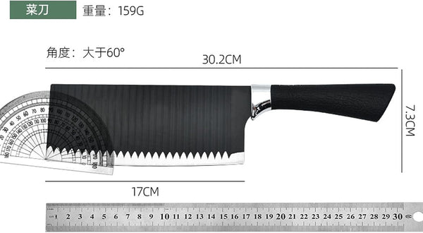 Black Chopping Knife Non-Stick Wave Pattern Kitchen Knives Multi-Purpose Kitchen Knife Meat Cleaver Chef'S Knife(1)4