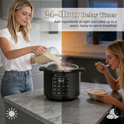 6Qt Pressure Cooker, 9-In-1, 12 Presets IMD Touchscreen, Safe Vent, Multi-Mode: Slow Cook, Rice Cook, Steam,Dual Inner Pots (Stainless Steel & Non-Stick),1000W,Black7