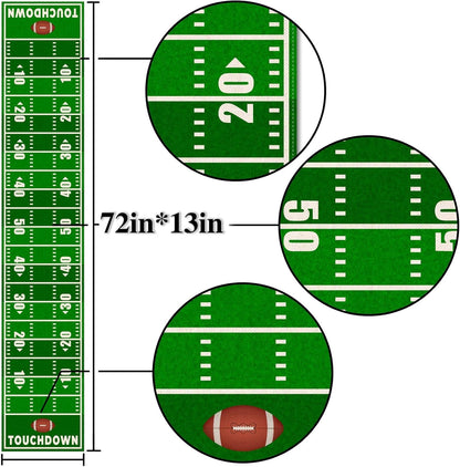 Linen Football Court Table Runner American Touch down Boy Sport Birthday Party Decoration Farmhouse Home Dining Room Kitchen Table Decor (13" X 72")5