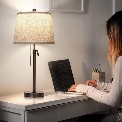 Table Lamps Set of 2, 22" to 30"Adjustable Height Bedside Lamps for Living Room 3 Color Temperatures Tall Nightstand Lamps Modern Brown Table Lamp for Bedroom Office End Table (Bulbs Included)5
