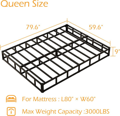 9 Inch Box Spring for Queen Bed, Bed Base with Fabric Cover | Heavy Duty Metal, High Bearing Capacity, Mattress Foundation, Easy Assembly, Noise Free2