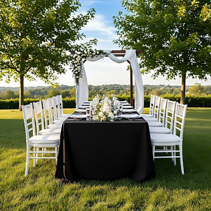 90X132 Inch Black Tablecloth for 6-8 Foot Rectangle Tables | Dining Table Cover Protector, Wrinkle Free, Washable Polyester Fabric, 6Ft Table Cloth for Wedding, Banquet, Restaurant5