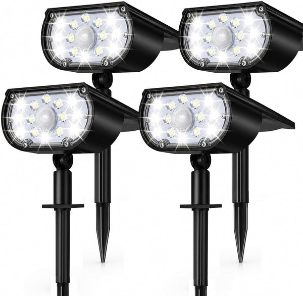Solar Lights Outdoor, Christmas Lights Outdoor,4 Pack Cool White Landscape Spotlights with 3 Lighting Modes, Waterproof Solar Powered Pathway Lights Outside1
