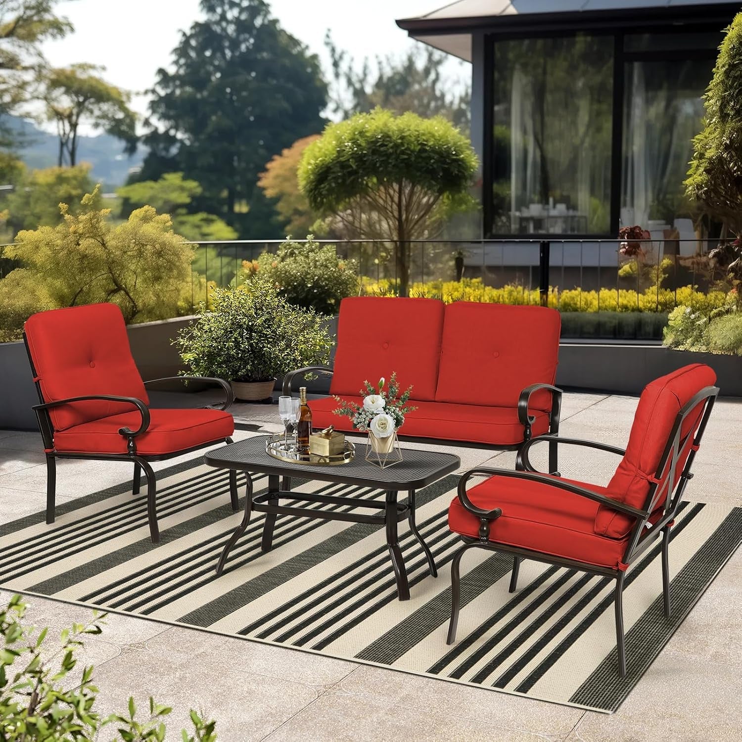 4pcs-metal-outdoor-furniture-patio-conversation-set-loveseat-and-coffee-table-2-dining-chair-wrought-iron-patio-chair-set-with-cushions-red