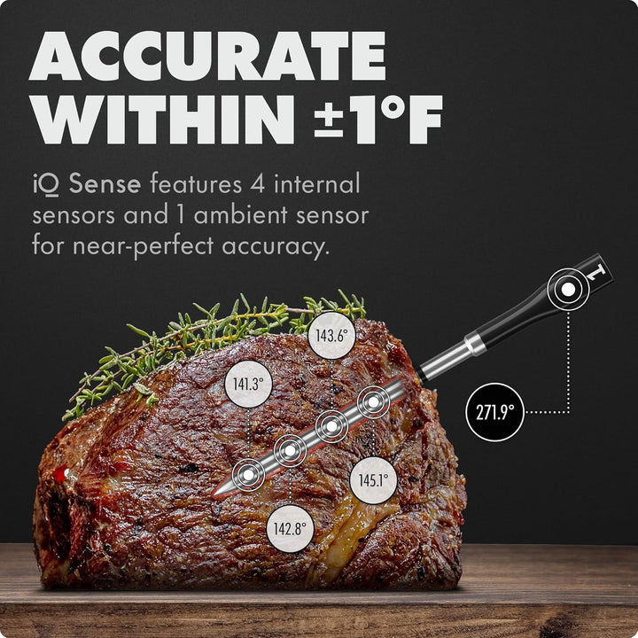 CHEF Iq Sense | Smart Wireless Meat Thermometer | Ultra-Thin Probe | Wifi Unlimited Range | 1000°F Heat Safe | 5 Sensors | BBQ, Grill, Oven, Smoker, Air Fryer | Gen3+2