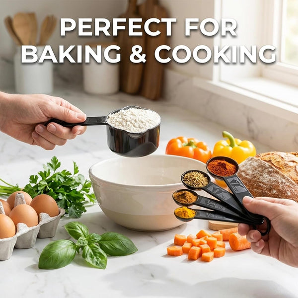 11 Pcs Measuring Cups and Spoons Set - Plastic Nesting for Dry Liquid Ingredients Engraved Markings Kitchen Baking6
