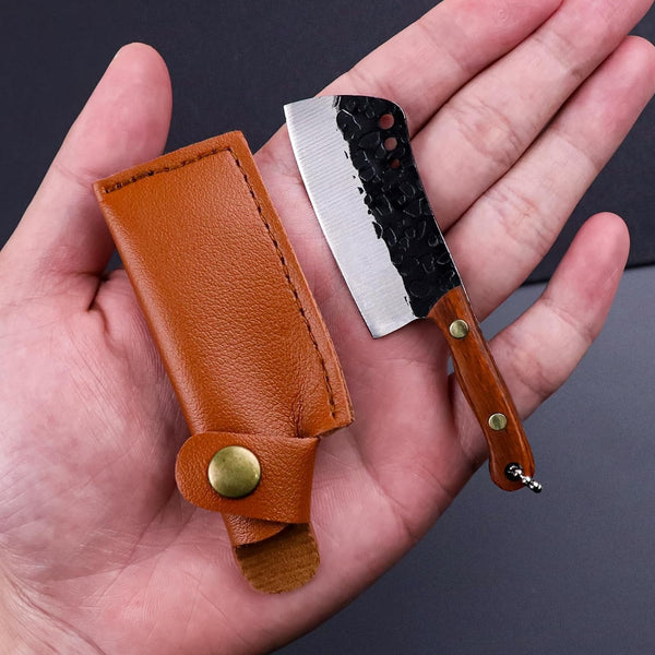 Mini Kitchen Knife Set Tiny EDC Knife for Package Opener, Letter Opener, Collection, Mini Knives Set with Sheath and Sharpener(Light Brown Handle-8Pcs)7