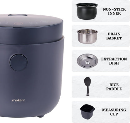 Hakka Low Carb Rice Cooker, 7 Functions Desuger Rice Pot 4 Cups Uncooked Rice with Stainless Steel Steamer MINI Smart Cooker Non-Stick Removable Inner Pot 24H Delay Timer6