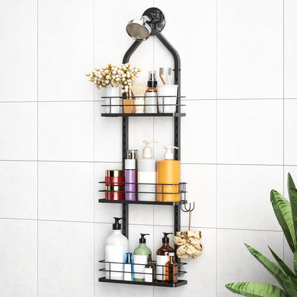 Shower Caddy Hanging, Adjustable Anti-Swing-Over the Shower Head Caddy, 3 Tier Stainless Steel Bathroom Storage Organizer Bathroom Shelves Basket Rack Shower Caddies (3Tier)1