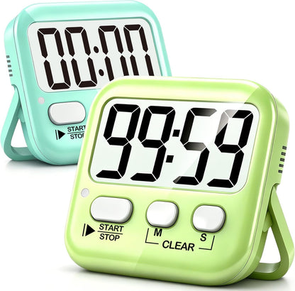 2 Pack Digital Timer for Kids Classroom Kitchen Timers for Cooking | W/ Battery, Easy to View, Alarm, Mute Mode, Count Down/Up, Magnetic, Kickstand, Hanging, Classroom Timer for Teacher Supplies1