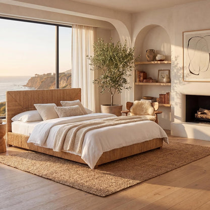 SAFAVIEH Couture Collection - Glenburg King Bed, Natural Woven Banana Stem & Wood Frame, Tropical Coastal Design, No Box Spring Needed (SFV1327A-K)2