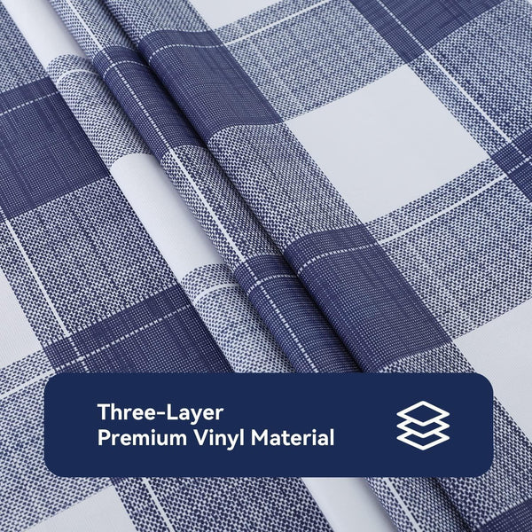 Square Vinyl Tablecloth, 100% Waterproof Oil-Proof Checkered Plastic Table Cloth, Heavy Duty Wipeable Table Covers for Dining, Camping, Picnic, Outdoor - 54 X 54 Inch, Blue Checkered6