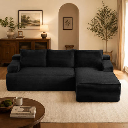 96" Boneless Sectional Sofa Cloud Couch with Deep Seat, Modern L-Shape Compressed Sofa Couch with Right Facing Chaise,Upholstered Boneless Couches for Living Room6