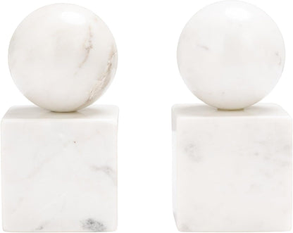 Creative Co-Op 2-Piece Marble Geometric Bookends, White5