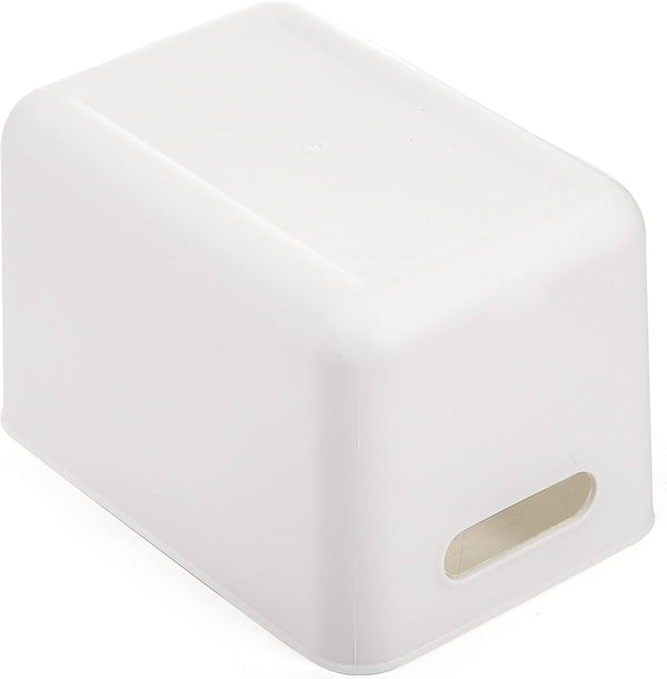 4 Pack Plastic Storage Bins with Lid, White Stackable Storage Basket Organizer Box, Sturdy Containers Organizing Lidded Bins for Shelves, Cabinet, Desk, Pantry, Bedroom, Book, Toys4