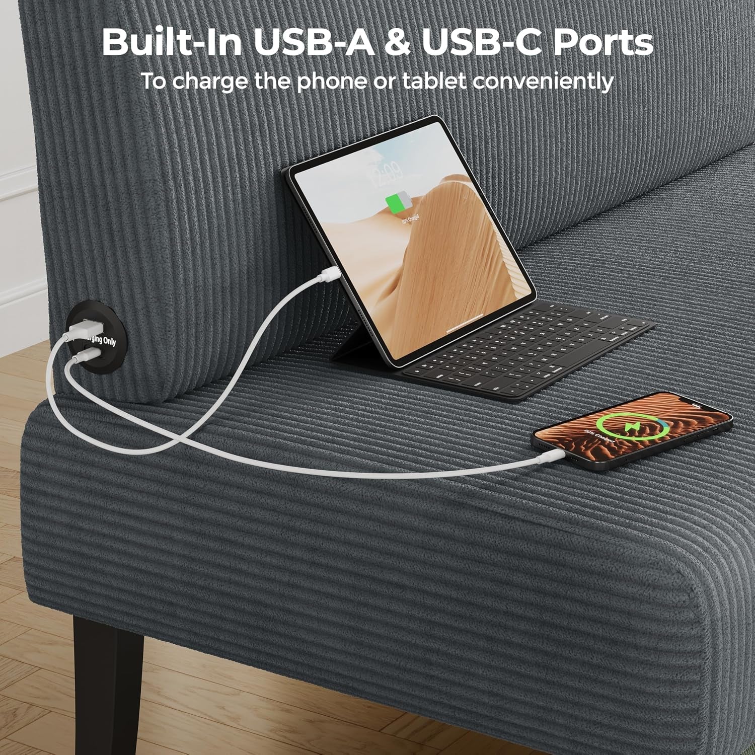 small-loveseat-armless-sofa-chair-with-usb-ports-dark-gray