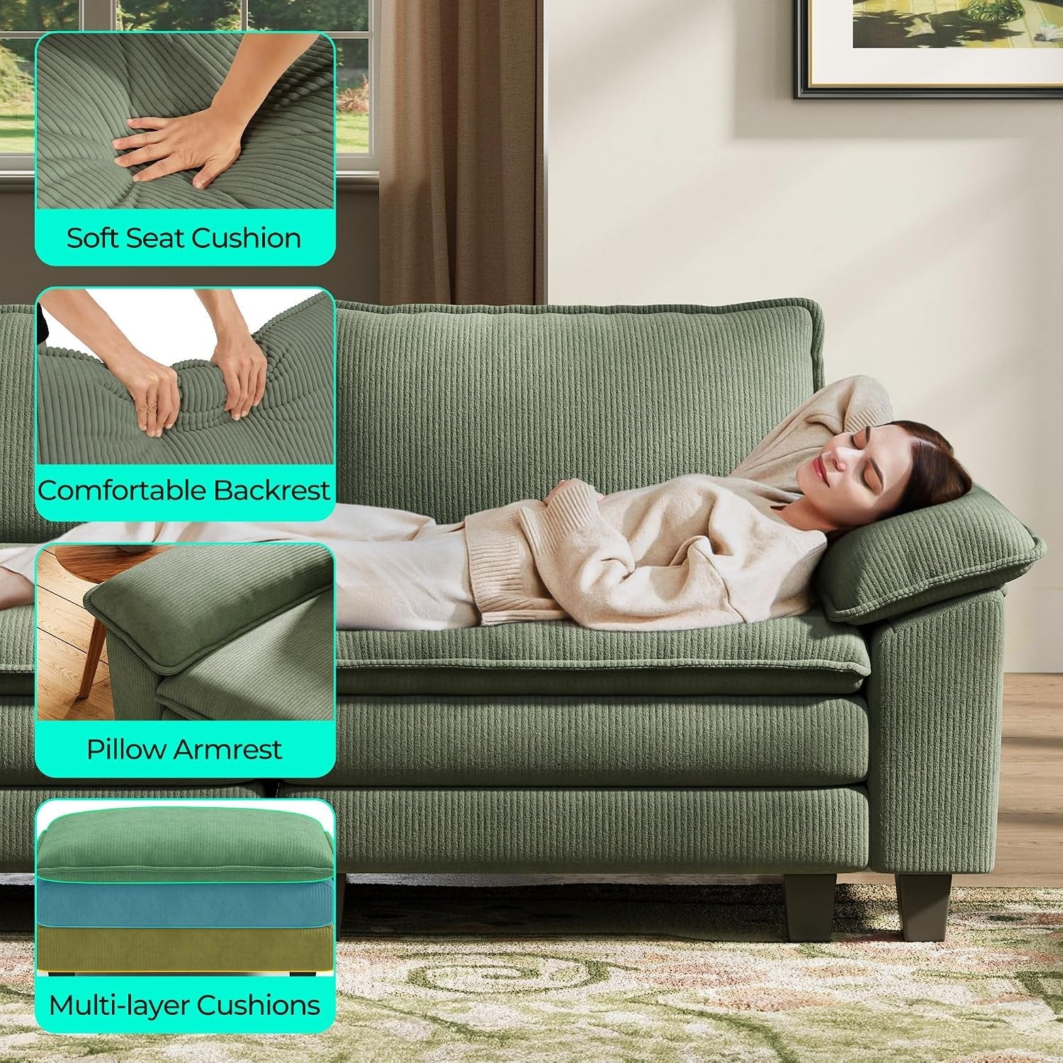 123-modular-sectional-sofa-3-seat-couch-corduroy-cloud-couch-with-deep-seat-modern-l-shaped-cloud-couch-with-1-movable-ottoman-for-living-room-office-bedroom-green
