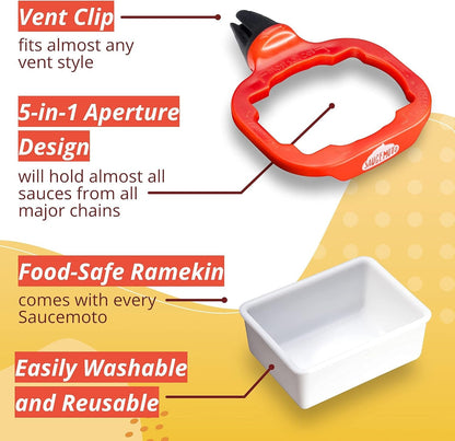 Dip Clip | an In-Car Sauce Holder for Ketchup and Dipping Sauces. as Seen on Shark Tank (2 Pack, Black)5